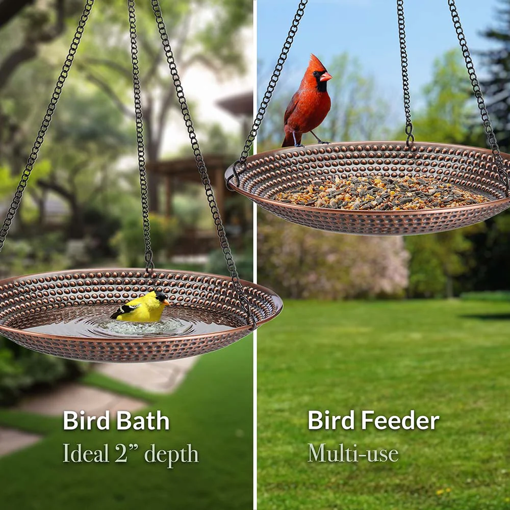 13.5" Beaded Hanging Copper Bird Bath - Image 2