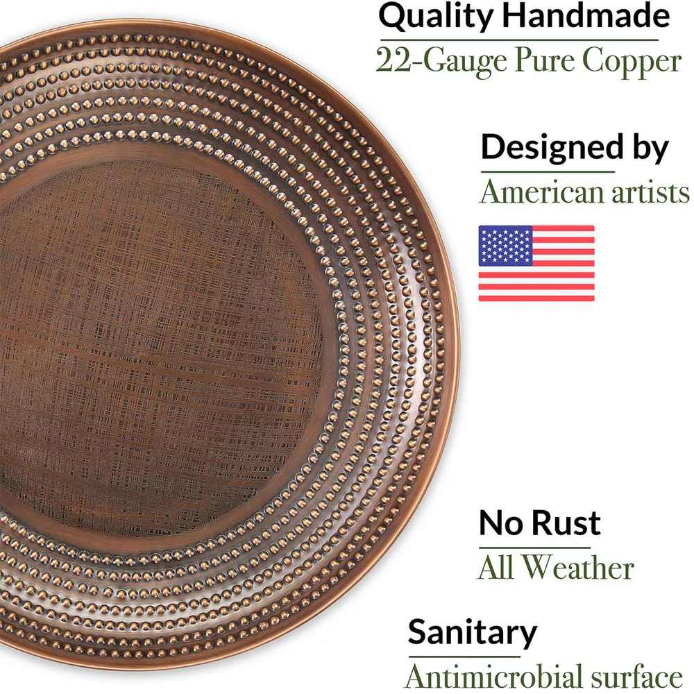 13.5" Beaded Hanging Copper Bird Bath - Image 3