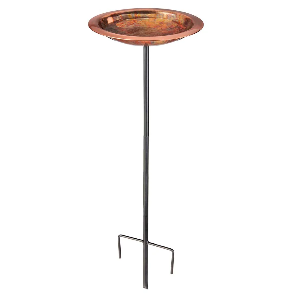 Fired Copper Bird Bath with Garden Pole - Image 4