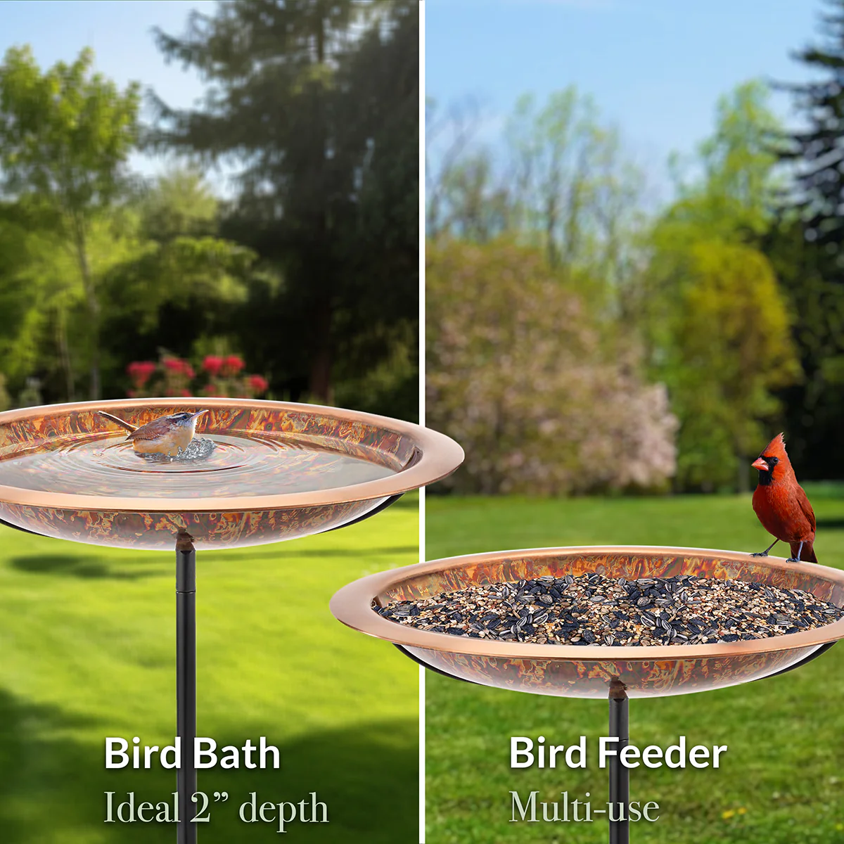 Fired Copper Bird Bath with Garden Pole - Image 9