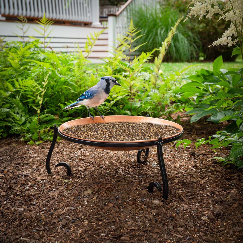 13" Freestanding Copper Bird Bath with Ground Stand - Image 2
