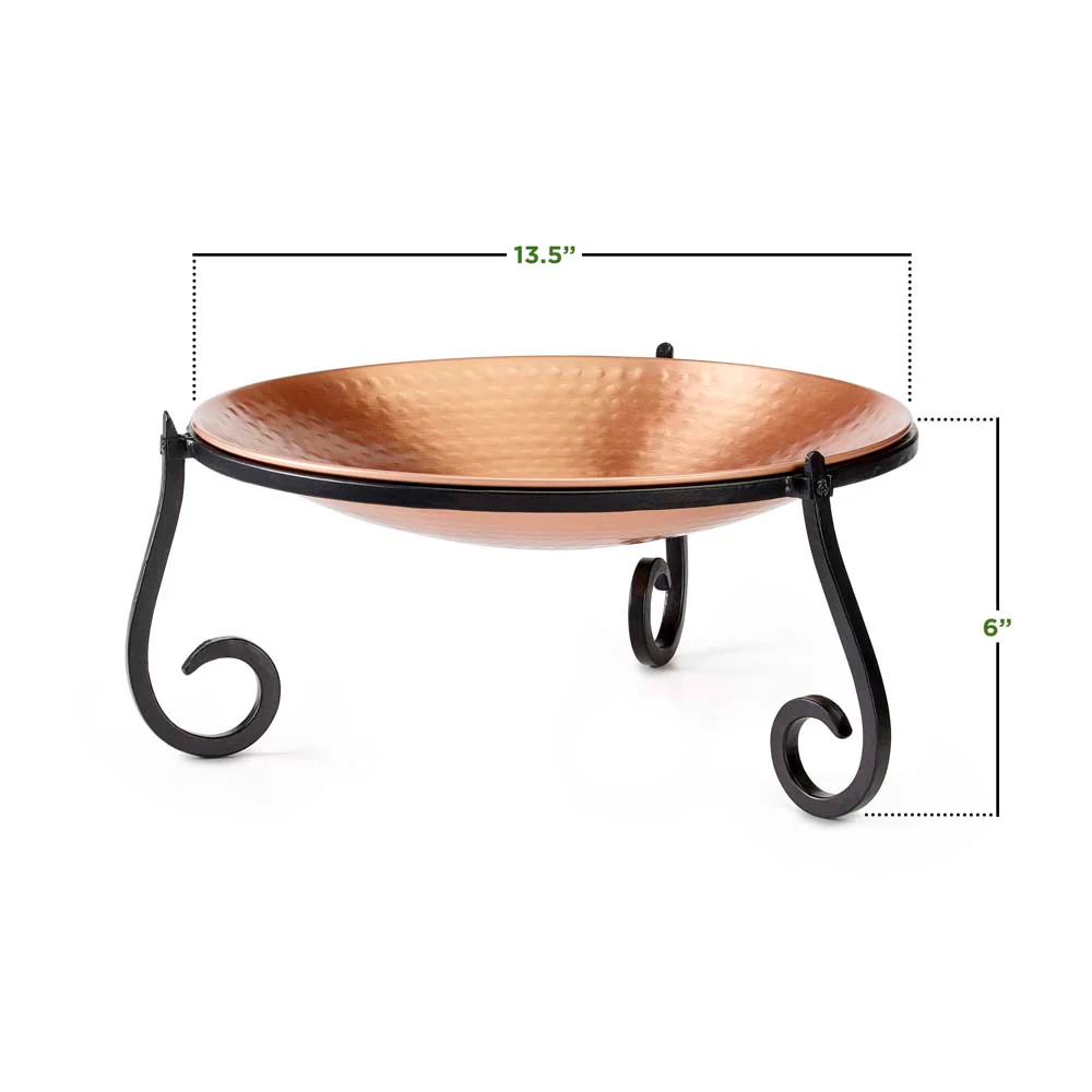 13" Freestanding Copper Bird Bath with Ground Stand - Image 9