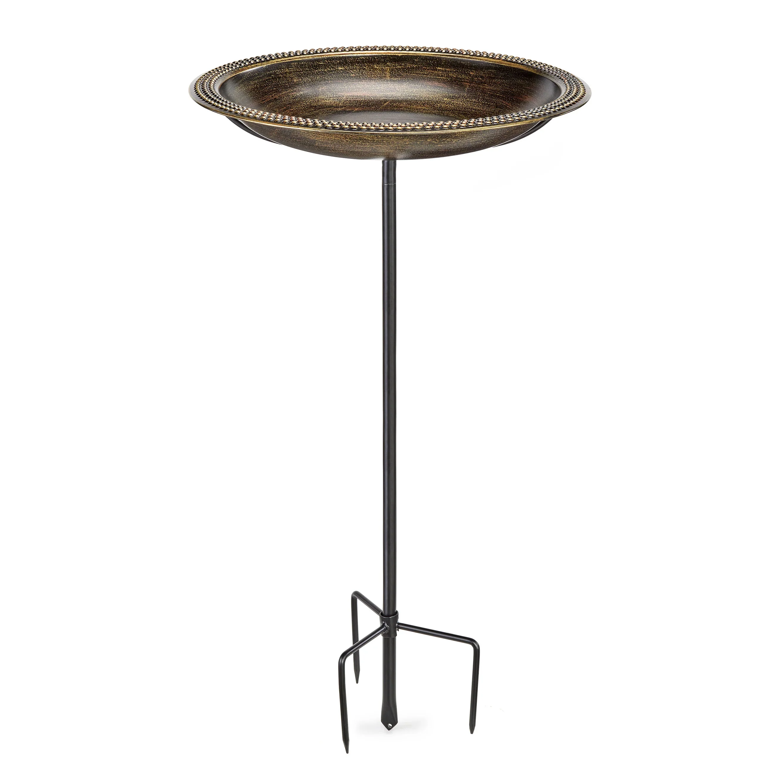 18" Beaded Copper Bird Bath with Garden Pole - Image 4