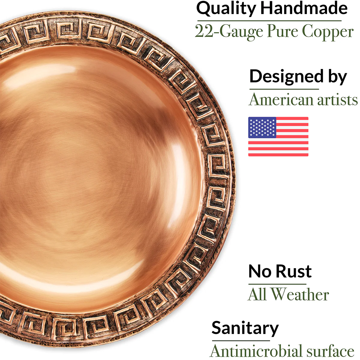 18" Greek Copper Bird Bath with Fairy and Garden Pole - Image 5