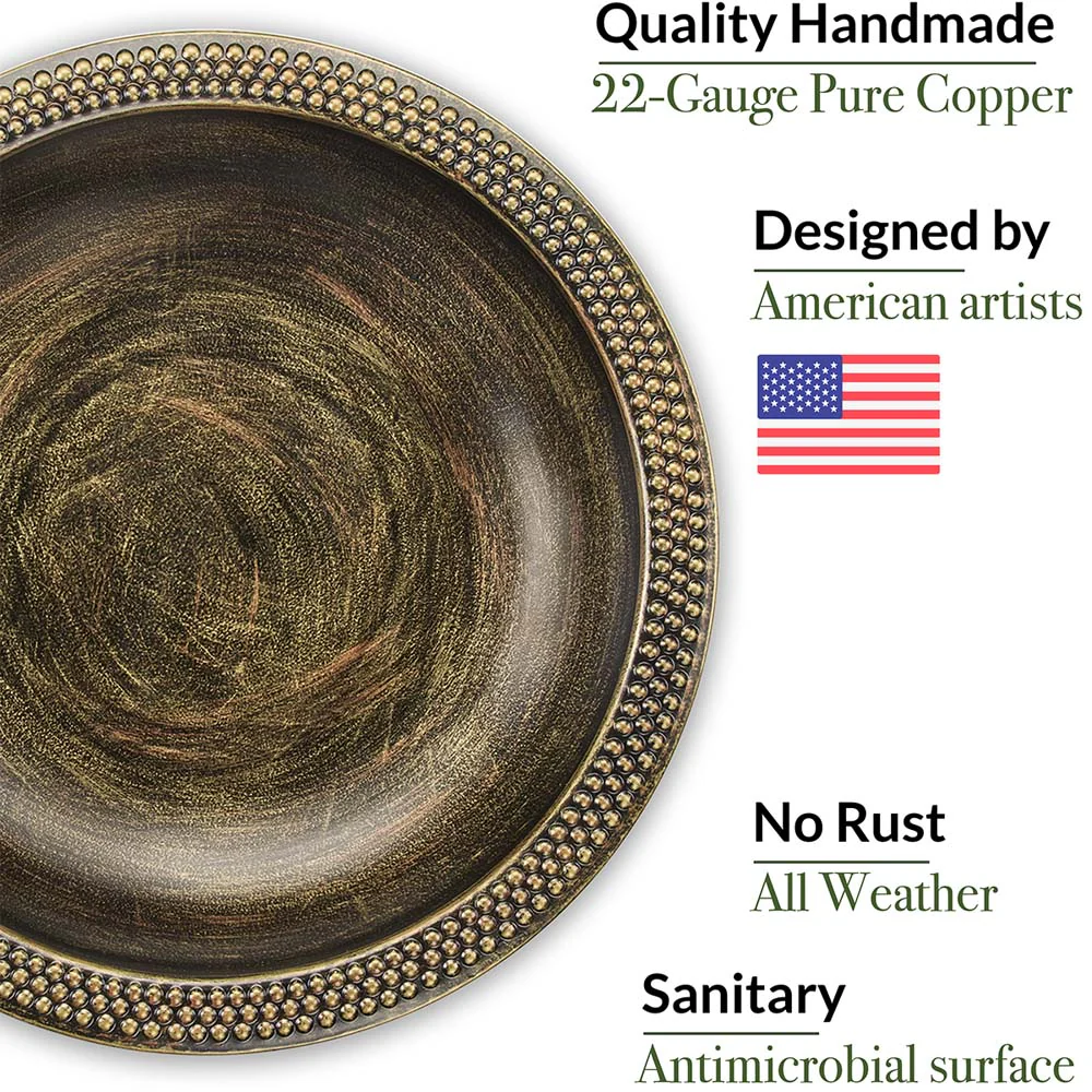 18" Hanging Aged Brass Bird Bath with Buddha - Image 3