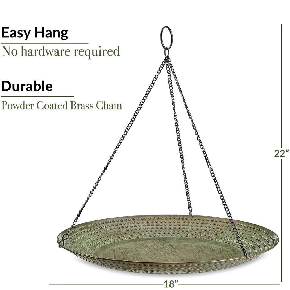 18" Hanging Blue Verde Copper Bird Bath - Image 4