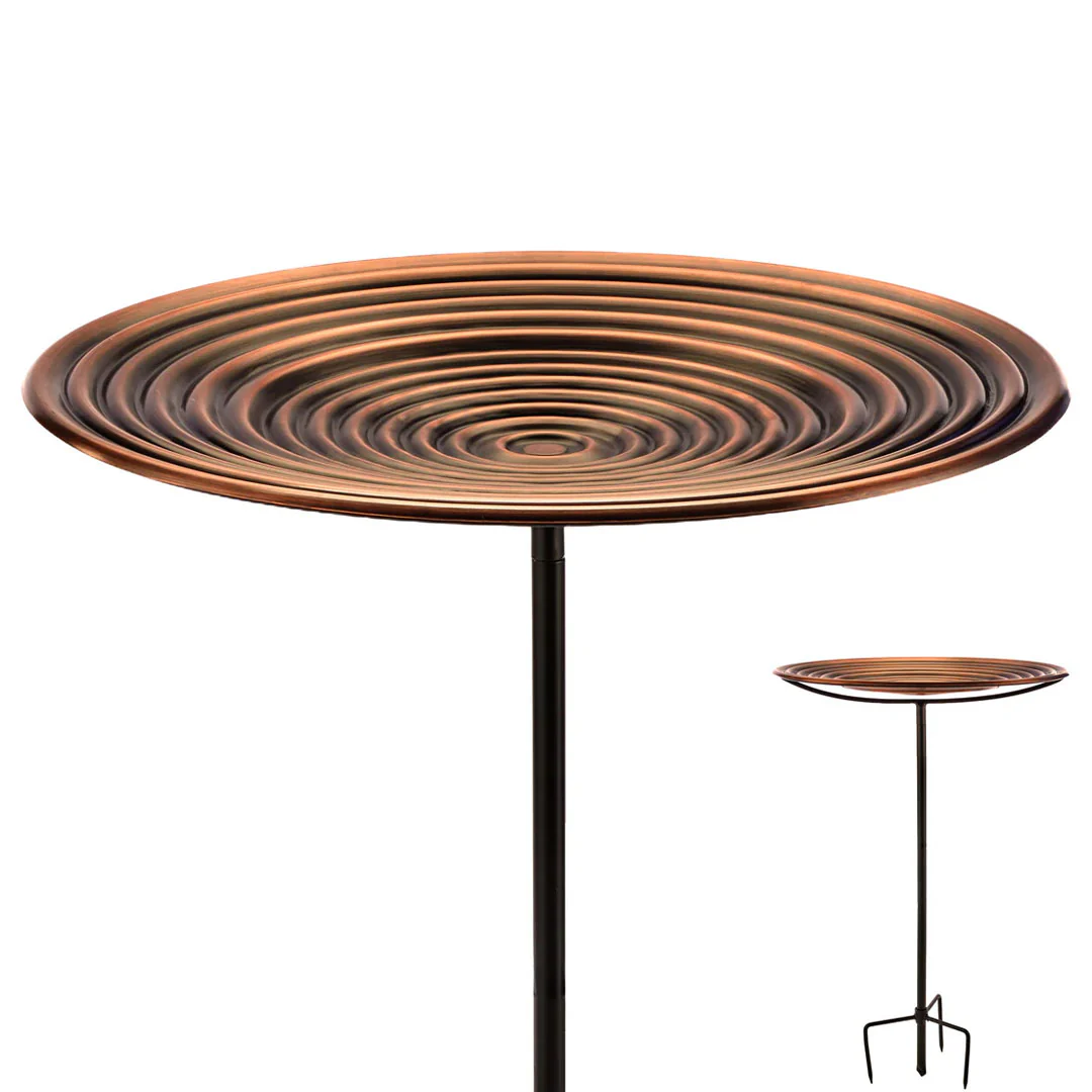20" Bronze Ripples Bird Bath with Garden Pole - Image 4