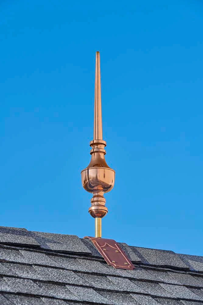 27" Victoria Pure Copper Finial with Decorative Copper Roof Mount - Image 3