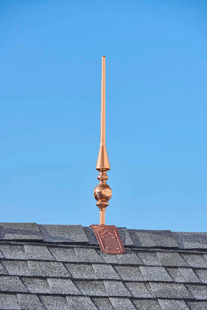 28" Aragon Pure Copper Finial with Decorative Copper Roof Mount - Image 3