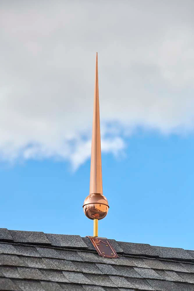 28" Gawain Pure Copper Finial with Decorative Copper Roof Mount - Image 3