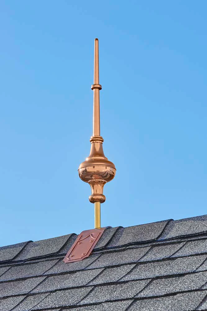 28" Morgana Pure Copper Finial with Decorative Copper Roof Mount - Image 3