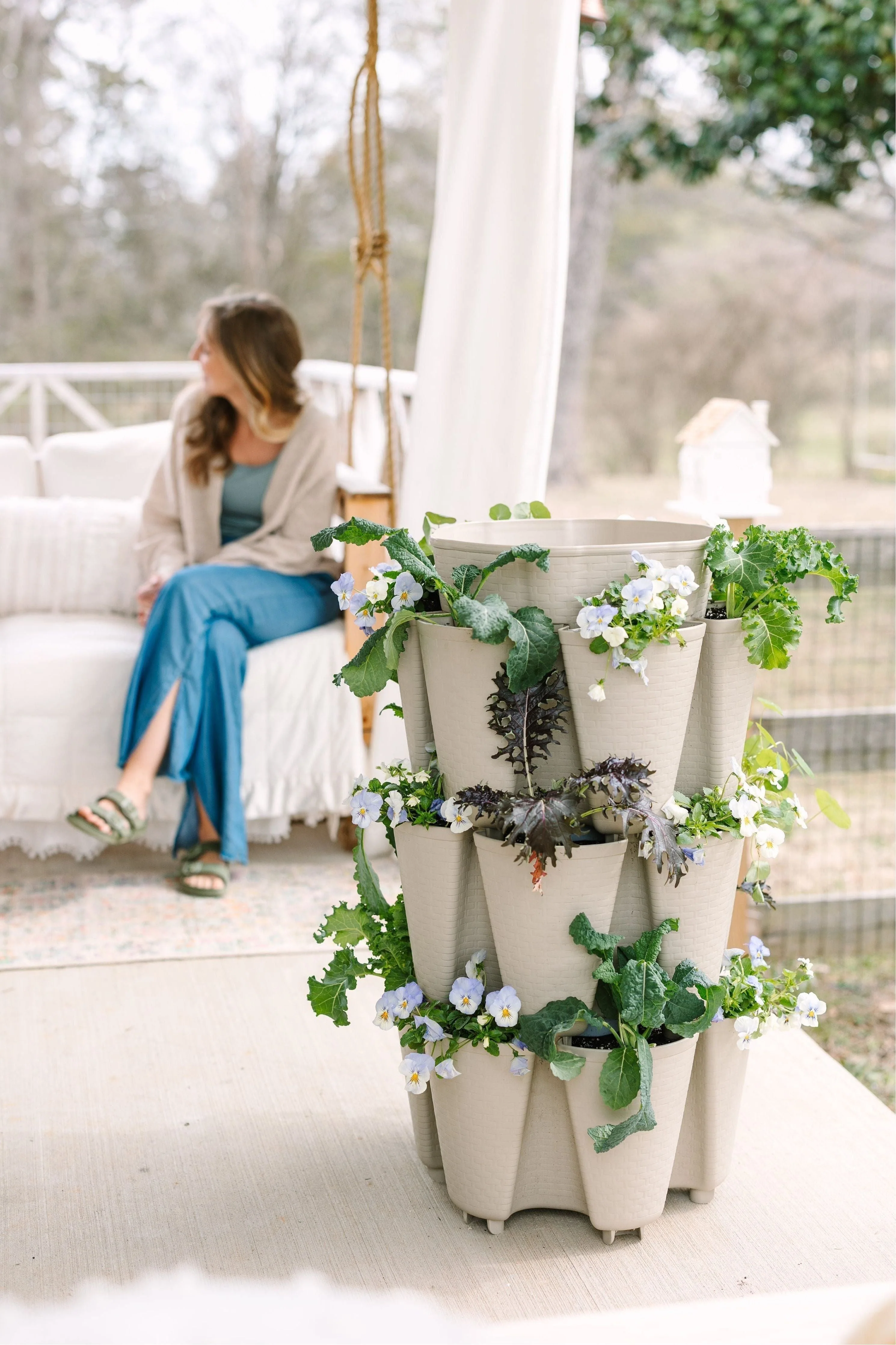 3 Tier GreenStalk Garden Original Vertical Planter - Basket Weave Texture - Image 2