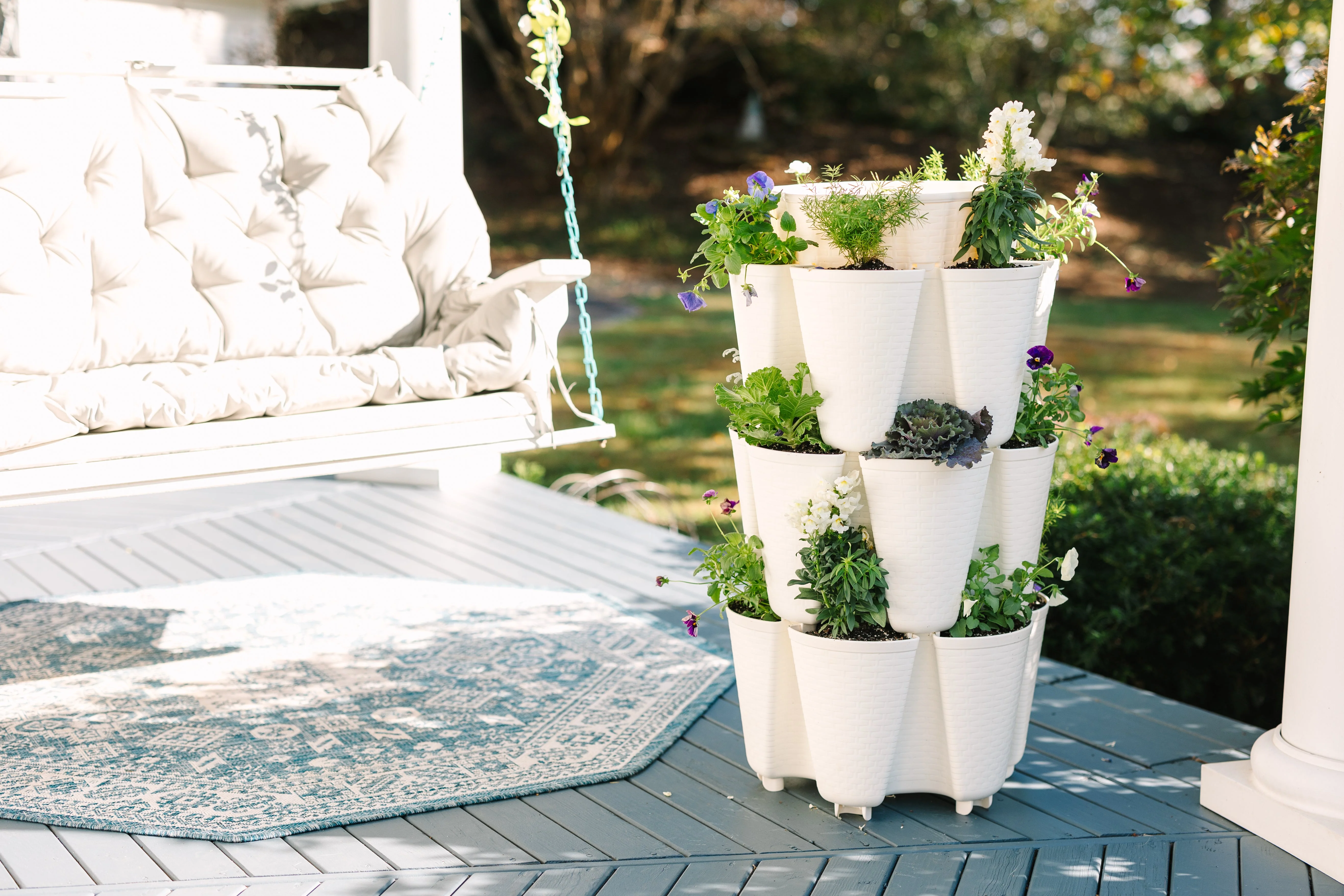 3 Tier GreenStalk Garden Original Vertical Planter - Basket Weave Texture - Image 3