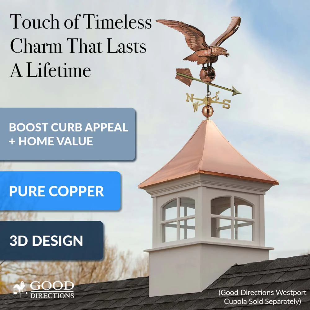 34" Smithsonian Eagle Estate Weathervane - Pure Copper - Image 5