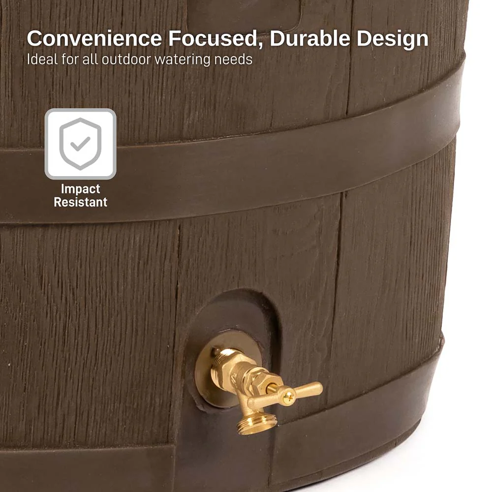 35 Gallon Wood Grain Rain Barrel with Planter - Image 13
