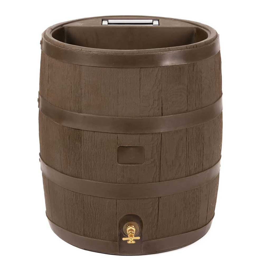 35 Gallon Wood Grain Rain Barrel with Planter - Image 8