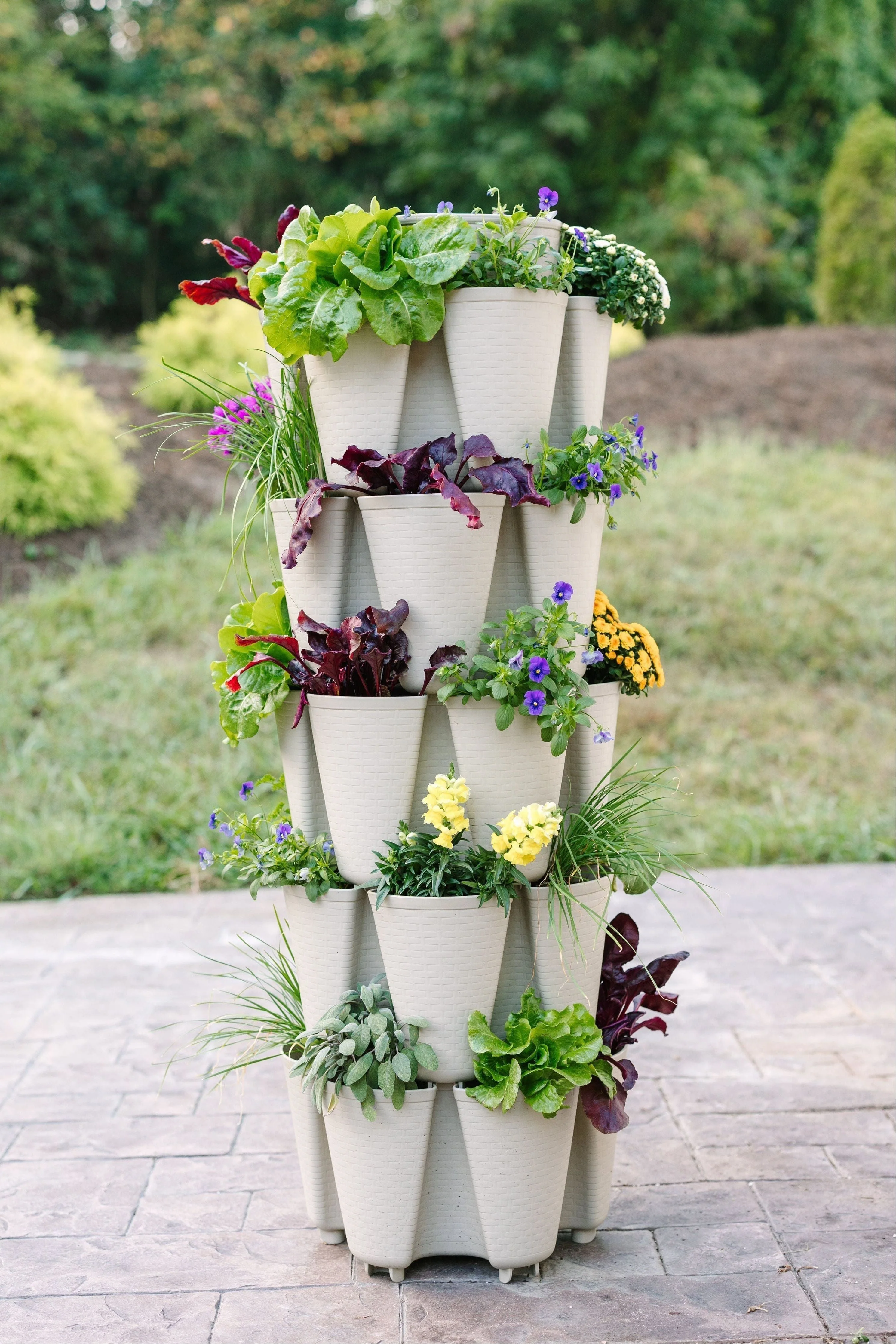 5 Tier GreenStalk Garden Original Vertical Planter - Basket Weave Texture - Image 11