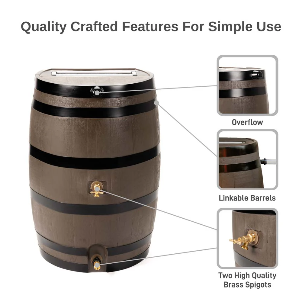 50 Gallon Dual Spigot Rain Barrel - Image 3