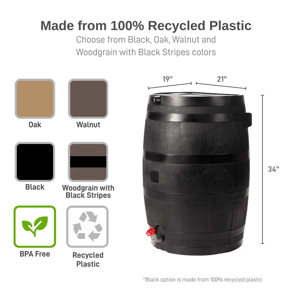 50 Gallon Eco Rain Barrel - 100% Recycled Material - Image 3