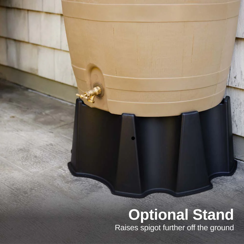 50 Gallon Wood Grain Rain Barrel with Flat Back - Image 10