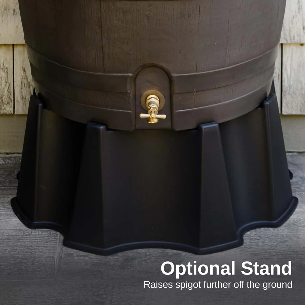 50 Gallon Wood Grain Rain Barrel with Flat Back - Image 5