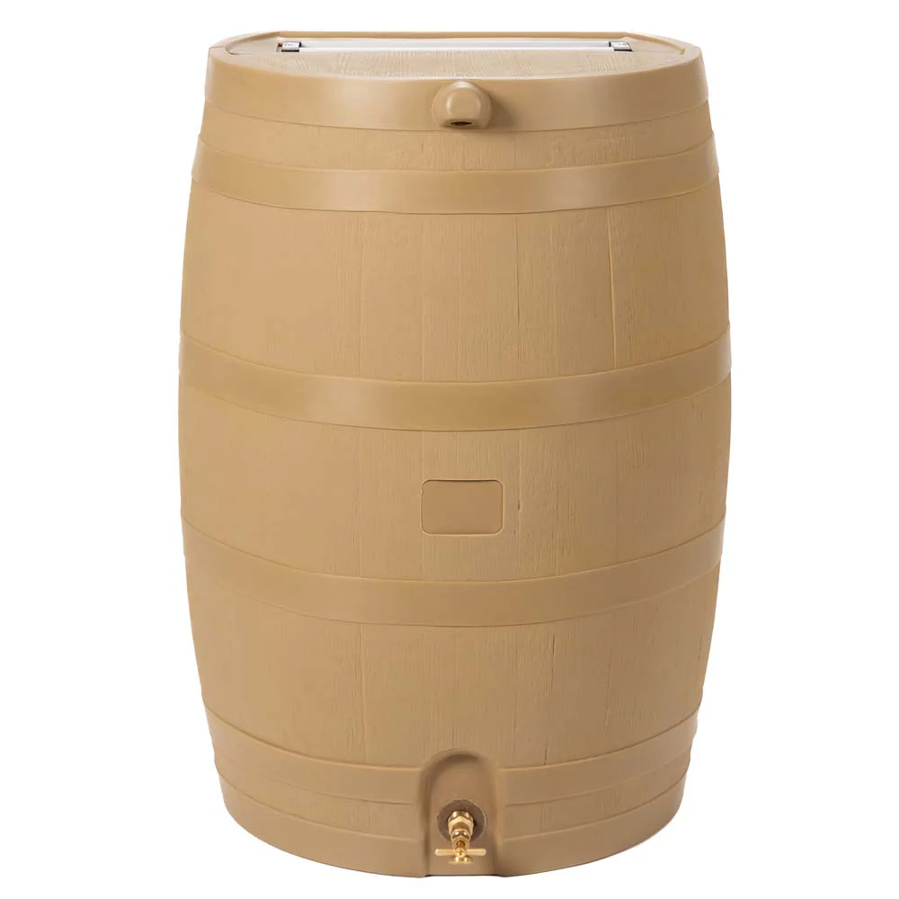 50 Gallon Wood Grain Rain Barrel with Flat Back - Image 6
