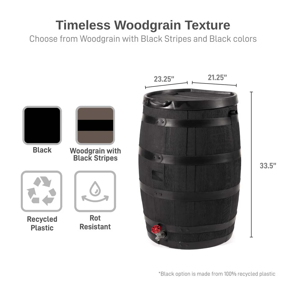 55 Gallon Premium Eco Flat Back Rain Barrel - Image 2