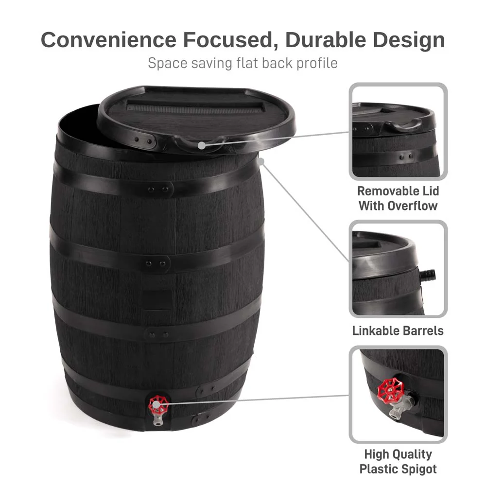 55 Gallon Premium Eco Flat Back Rain Barrel - Image 3