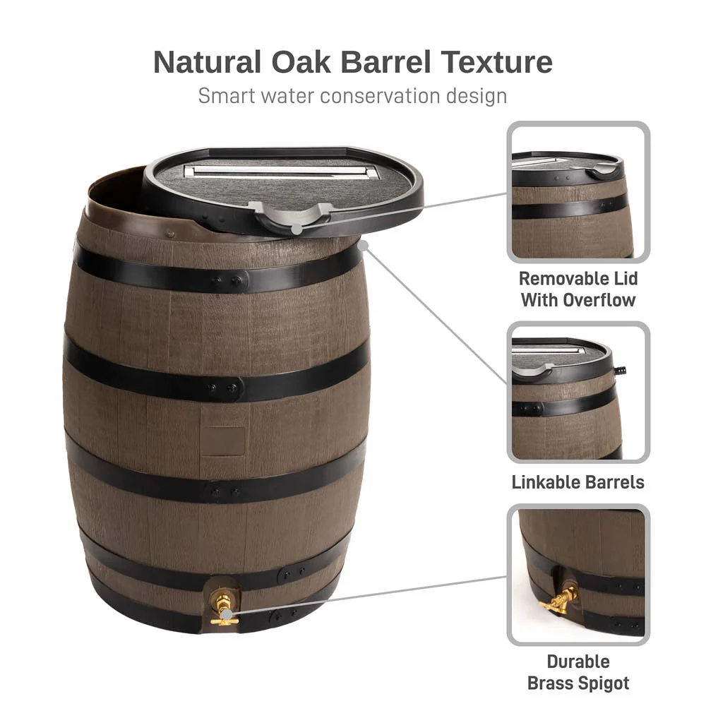 55 Gallon Premium Flat Back Rain Barrel - Image 2