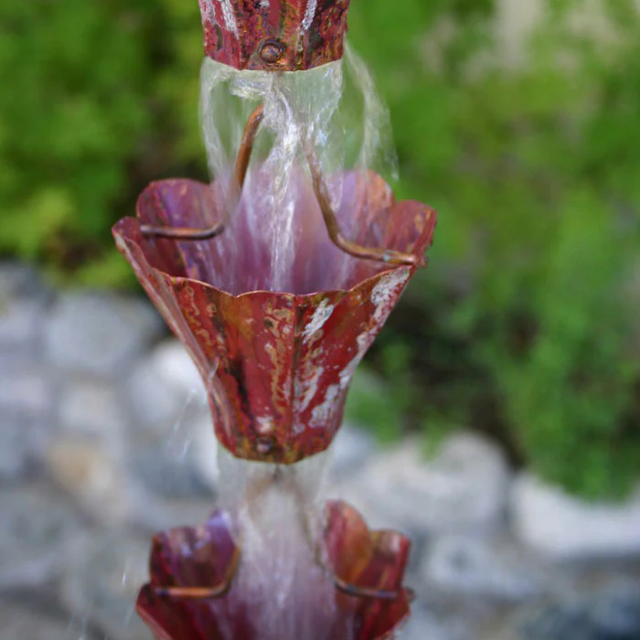 Aged Star Flower Cups Rain Chain