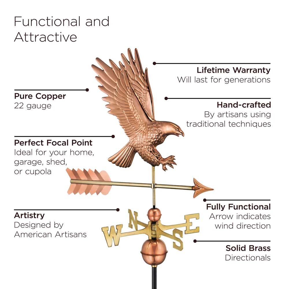 American Bald Eagle Weathervane - Pure Copper - Image 2