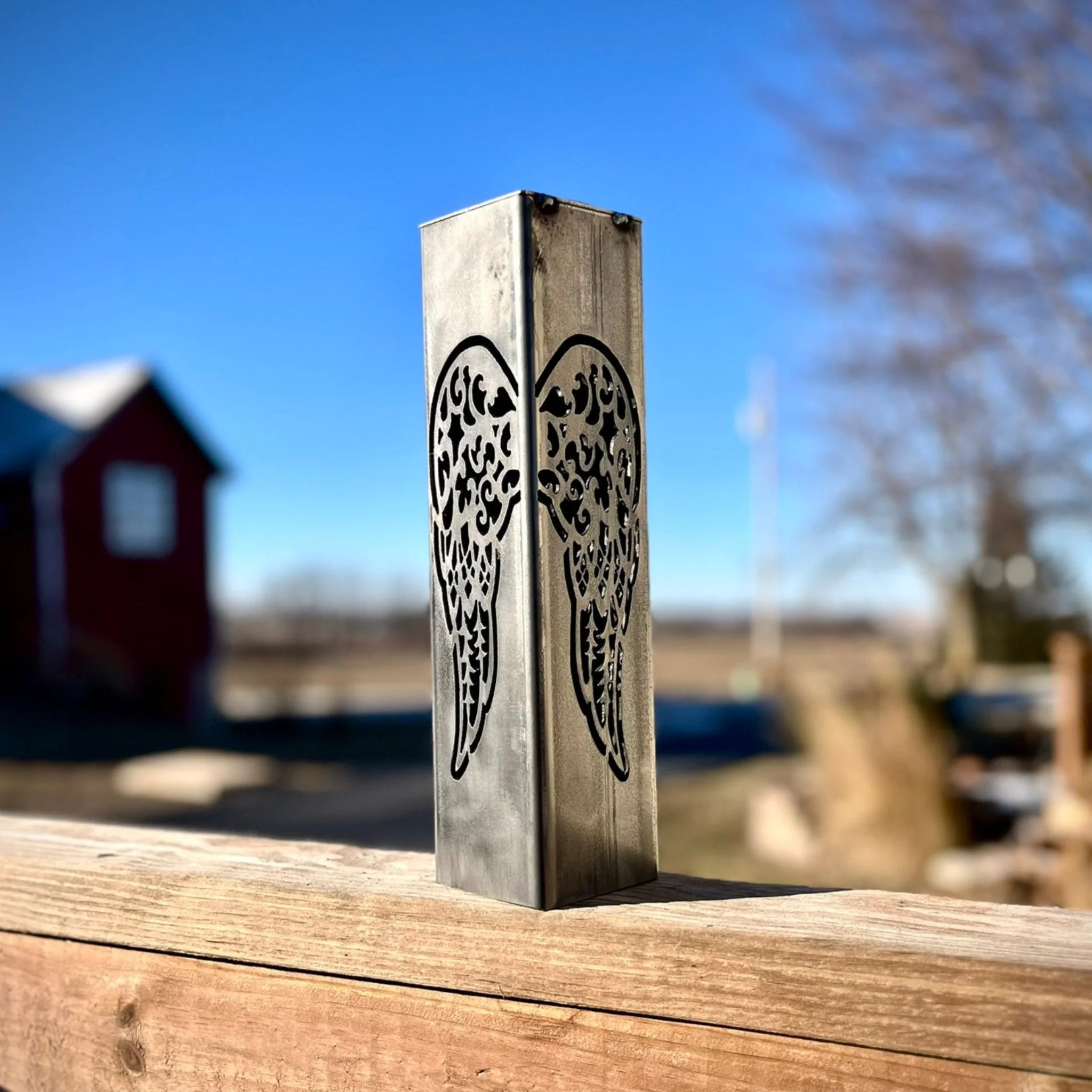 Angel Wing Solar Luminary Pillar - Steel - Image 4