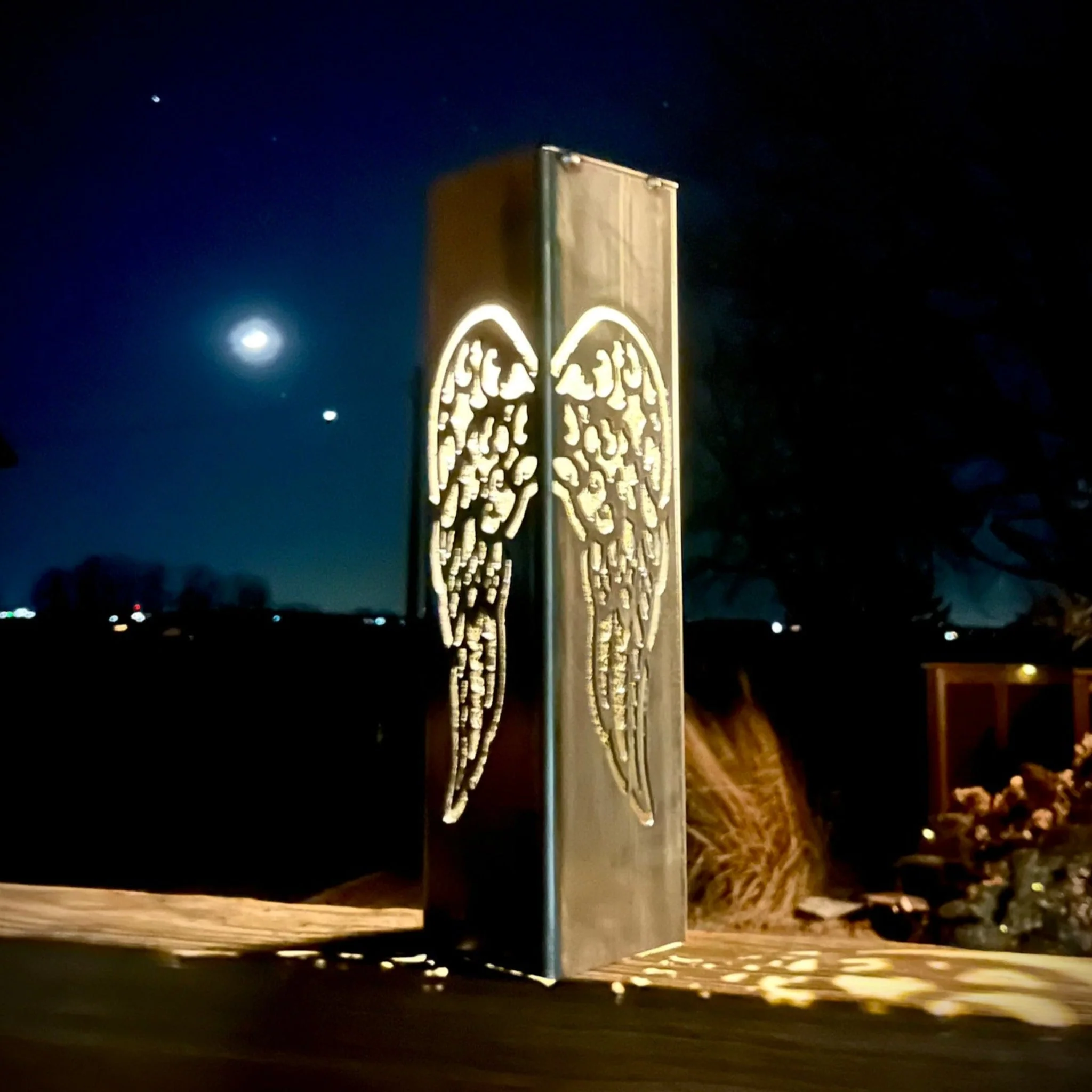 Angel Wing Solar Luminary Pillar - Steel - Image 5