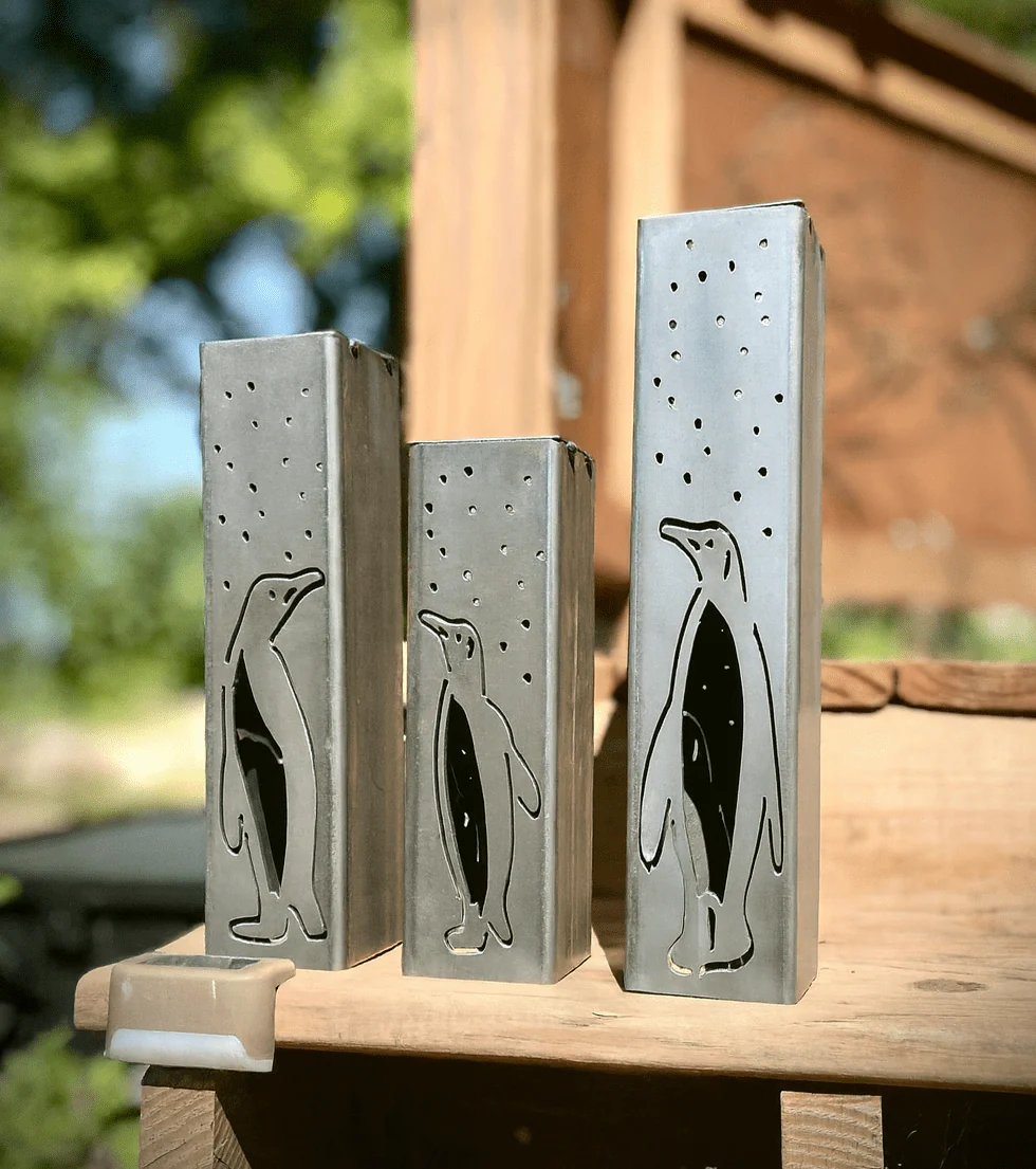 Arctic Glow Luminary Pillars w/ Solar Cap | Penguins - Image 4