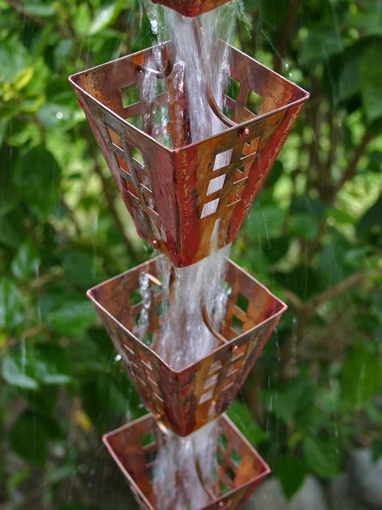 Arts & Crafts Square Cups Rain Chain - Image 3