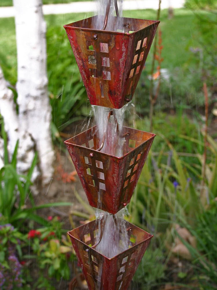 Arts & Crafts Square Cups Rain Chain - Image 4