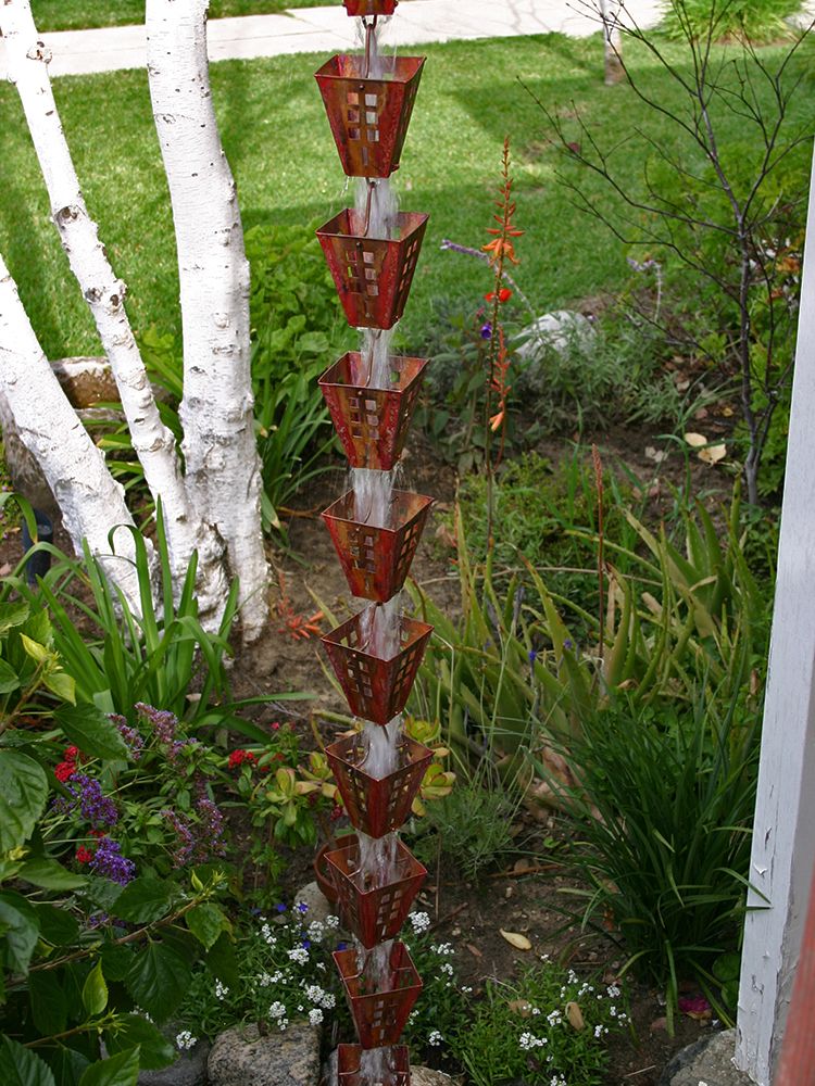 Arts & Crafts Square Cups Rain Chain - Image 5