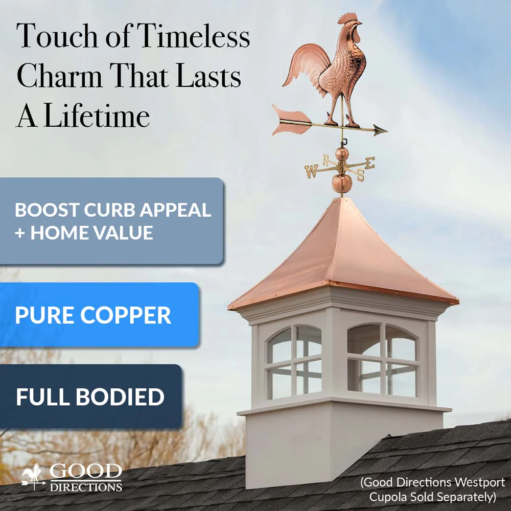 Barn Rooster Estate Weathervane - Pure Copper - Image 3