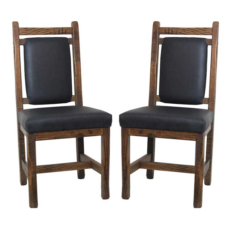 Barnwood Dining Chairs Leather Back & Seat - Set of 2 - Image 3