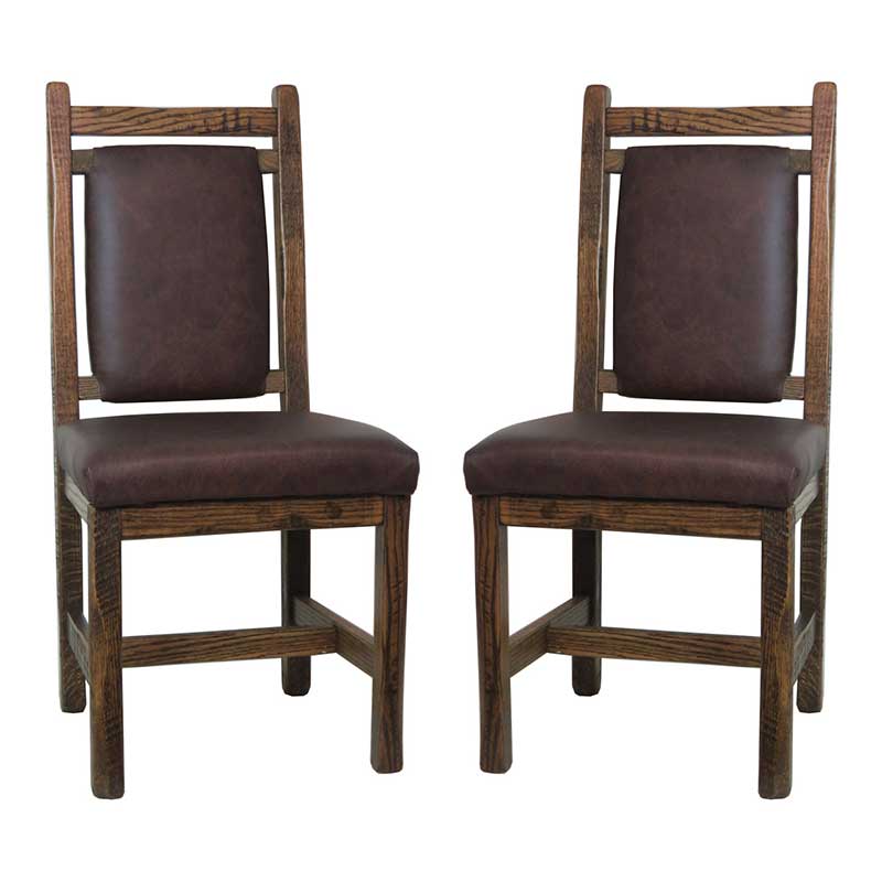 Barnwood Dining Chairs Leather Back & Seat - Set of 2 - Image 4