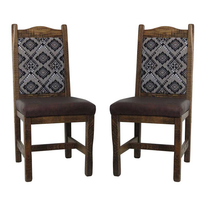 Barnwood Dining Chairs Upholstered Back & Leather Seat - Set of 2 - Image 2