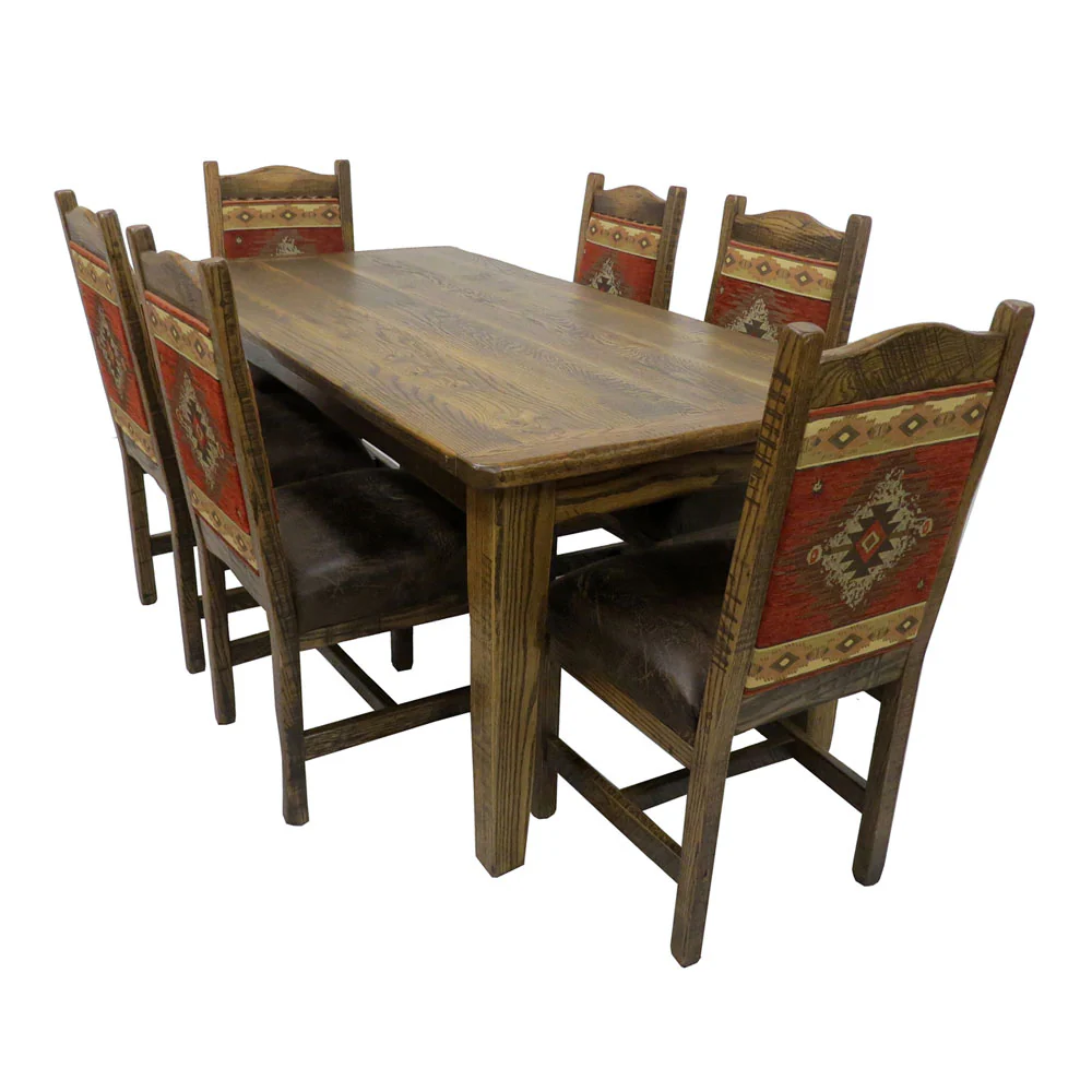 Barnwood Dining Chairs Upholstered Back & Leather Seat - Set of 2 - Image 6