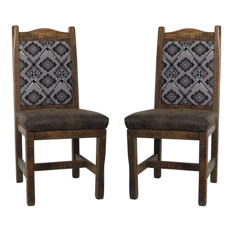 Barnwood Dining Chairs Upholstered Back & Seat - Set of 2 - Image 3