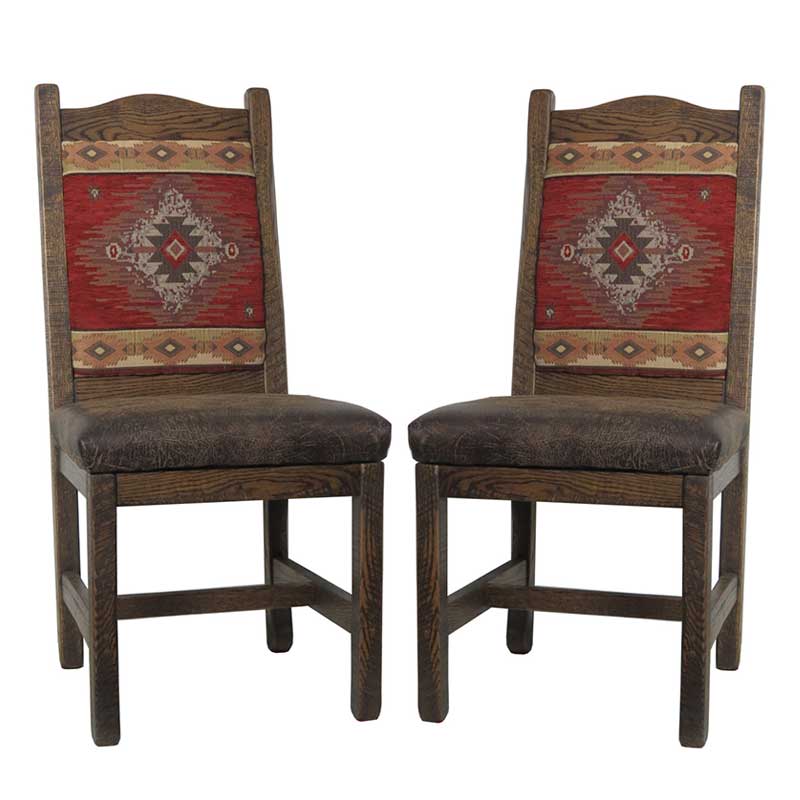 Barnwood Dining Chairs Upholstered Back & Seat - Set of 2 - Image 4