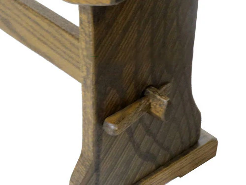 Barnwood Leather Trestle Bench - Image 2