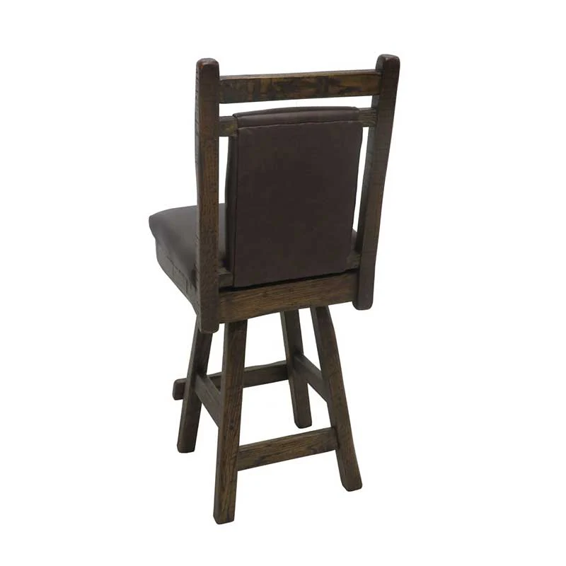 Barnwood Swivel Bar Stool Leather Back & Seat - 24" or 30" - Image 2