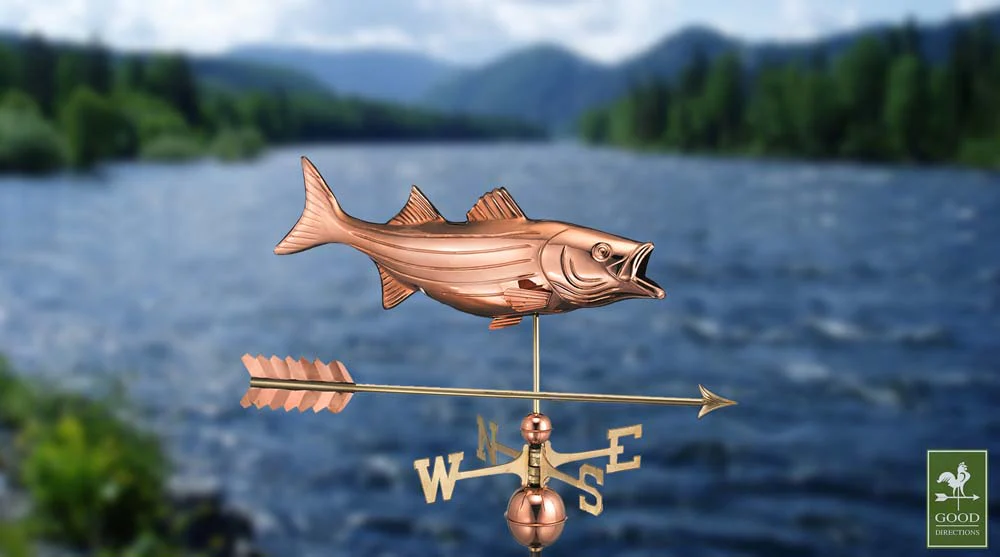 Bass with Arrow Weathervane - Pure Copper - Image 3