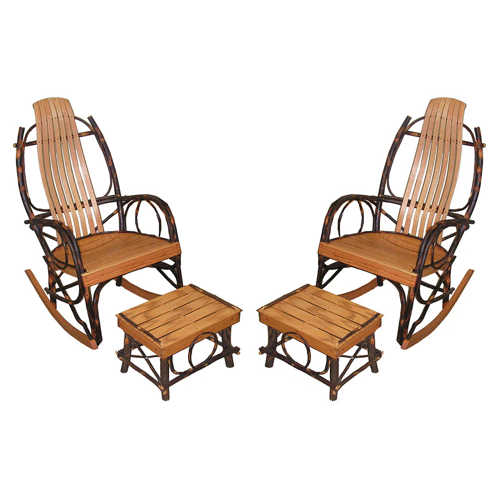 Bentwood Rocker & Foot Stool Set - Hickory & Oak