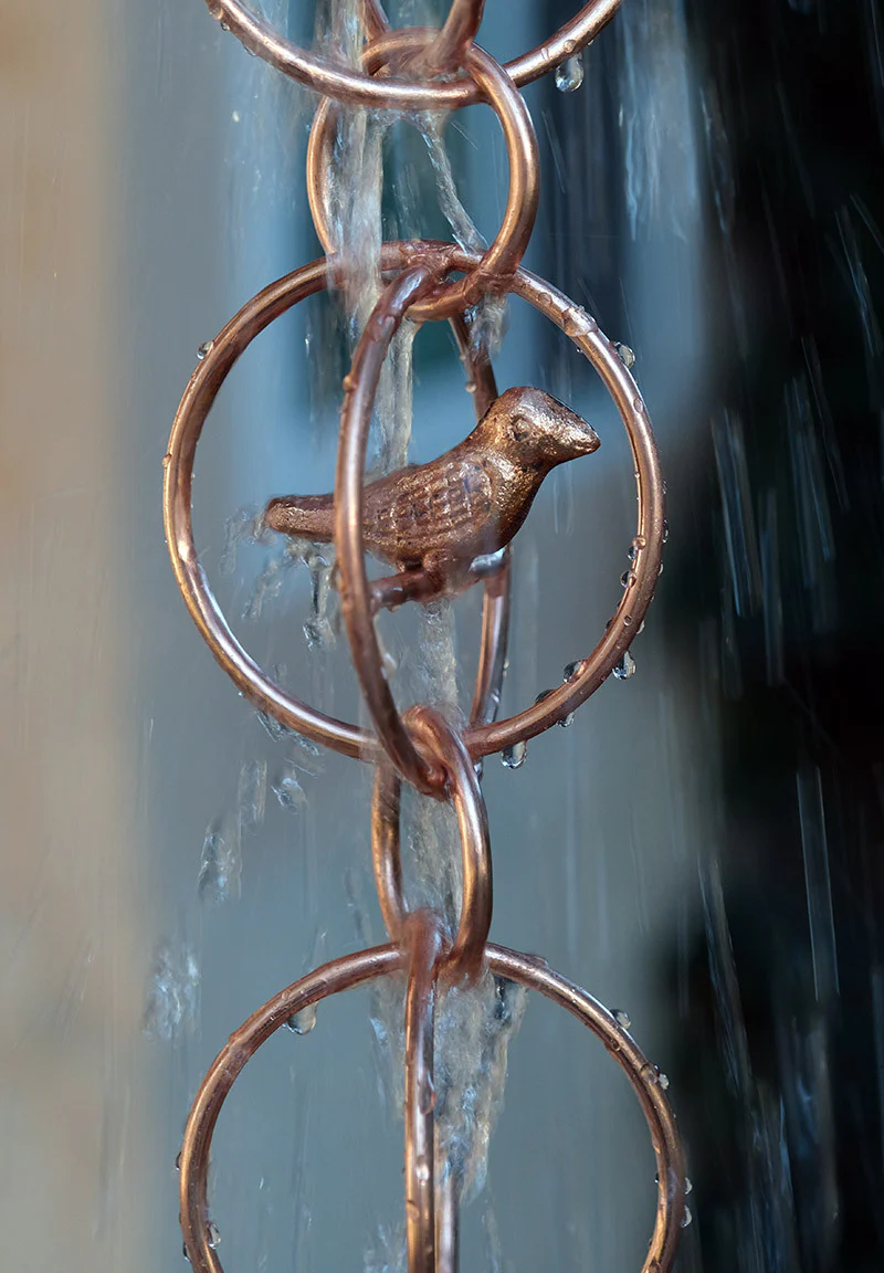 Copper Bird in a Cage Rain Chain - Image 3