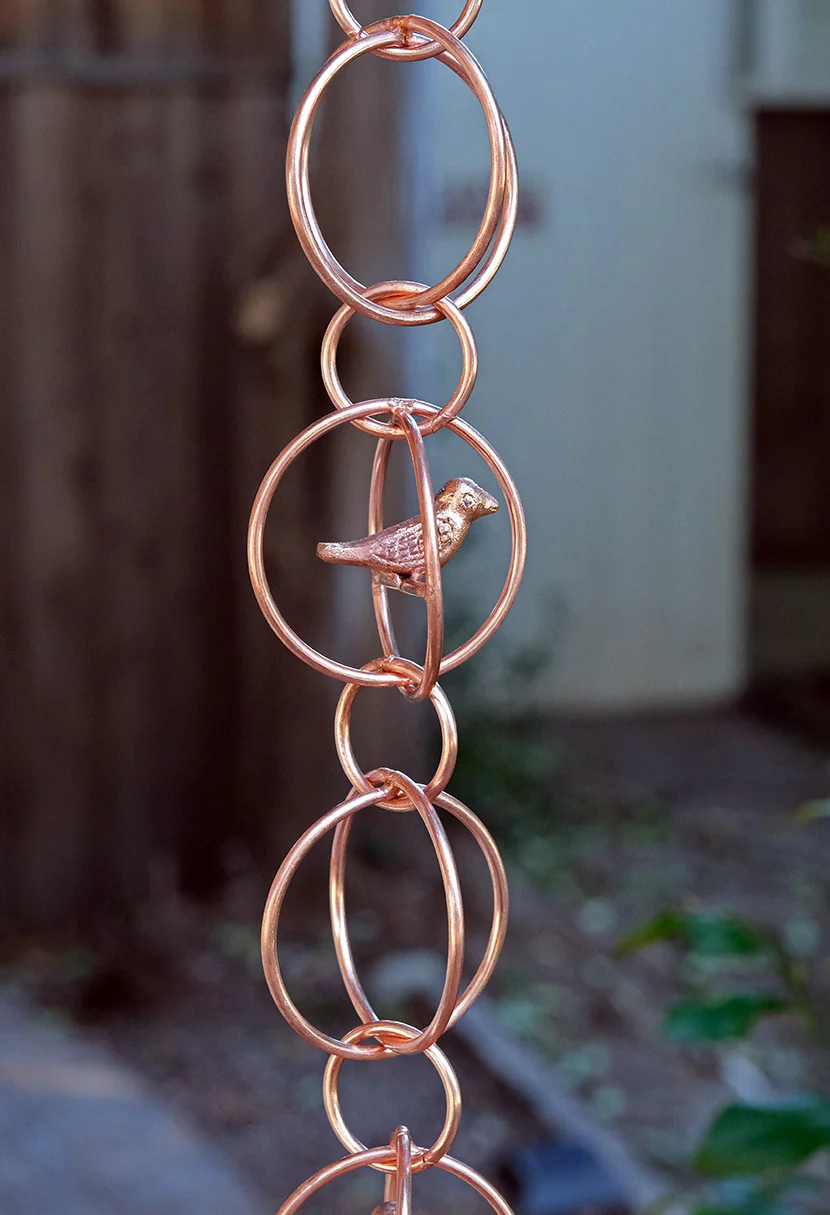 Copper Bird in a Cage Rain Chain - Image 4